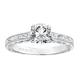 Artcarved Bridal Semi-Mounted with Side Stones Vintage Filigree Diamond Engagement Ring Amal 14K White Gold