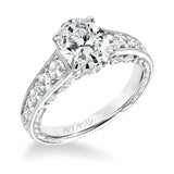 Artcarved Bridal Semi-Mounted with Side Stones Vintage Filigree Diamond Engagement Ring Mariah 14K White Gold