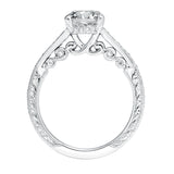 Artcarved Bridal Mounted with CZ Center Vintage Filigree Diamond Engagement Ring Mariah 14K White Gold