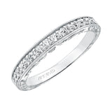 Artcarved Bridal Mounted with Side Stones Vintage Filigree Diamond Wedding Band Mariah 14K White Gold