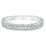 Artcarved Bridal Mounted with Side Stones Vintage Filigree Diamond Wedding Band Mariah 14K White Gold