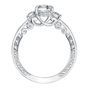 Artcarved Bridal Semi-Mounted with Side Stones Vintage Filigree 3-Stone Engagement Ring Iva 14K White Gold