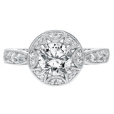 Artcarved Bridal Mounted with CZ Center Vintage Filigree Halo Engagement Ring Eleanor 14K White Gold