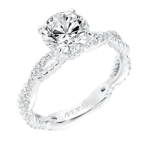 Artcarved Bridal Mounted with CZ Center Contemporary Twist Diamond Engagement Ring Rhea 14K White Gold