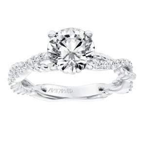 Artcarved Bridal Mounted with CZ Center Contemporary Twist Diamond Engagement Ring Rhea 14K White Gold