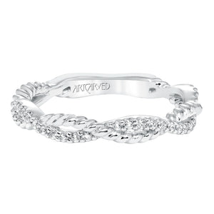 Artcarved Bridal Mounted with Side Stones Contemporary Twist Diamond Wedding Band Rhea 14K White Gold