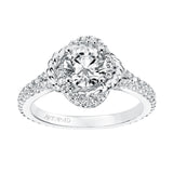 Artcarved Bridal Semi-Mounted with Side Stones Contemporary Rope Halo Engagement Ring Ryane 14K White Gold