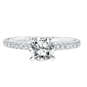 Artcarved Bridal Semi-Mounted with Side Stones Contemporary Twist Engagement Ring Carmen 14K White Gold