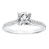 Artcarved Bridal Semi-Mounted with Side Stones Contemporary Twist Engagement Ring Carmen 14K White Gold