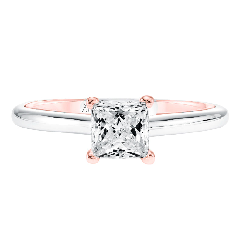 Artcarved Bridal Mounted with CZ Center Contemporary Twist Solitaire Engagement Ring Tayla 14K White Gold Primary & 14K Rose Gold