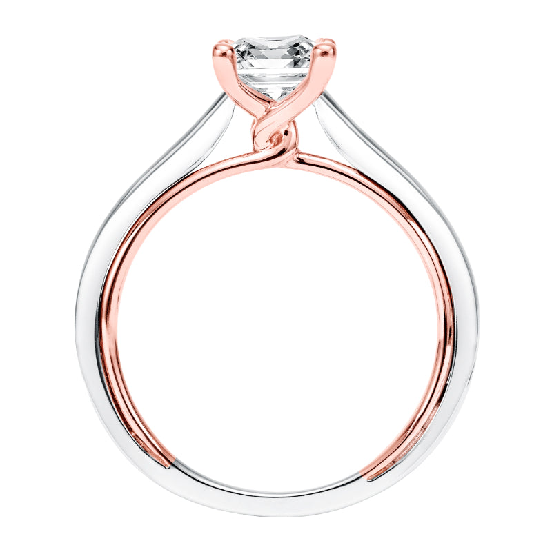 Artcarved Bridal Mounted with CZ Center Contemporary Twist Solitaire Engagement Ring Tayla 14K White Gold Primary & 14K Rose Gold