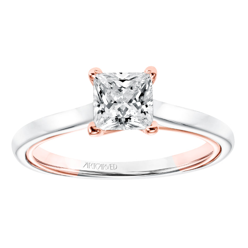 Artcarved Bridal Mounted with CZ Center Contemporary Twist Solitaire Engagement Ring Tayla 14K White Gold Primary & 14K Rose Gold