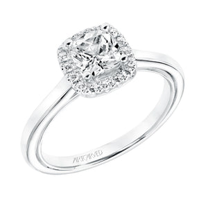 Artcarved Bridal Semi-Mounted with Side Stones Contemporary Twist Halo Engagement Ring Summer 14K White Gold