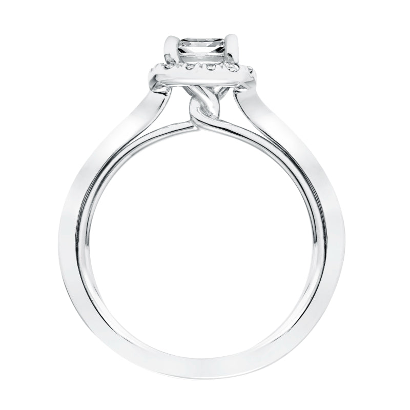 Artcarved Bridal Mounted with CZ Center Contemporary Twist Halo Engagement Ring Summer 14K White Gold