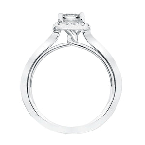 Artcarved Bridal Semi-Mounted with Side Stones Contemporary Twist Halo Engagement Ring Summer 14K White Gold