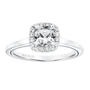 Artcarved Bridal Mounted with CZ Center Contemporary Twist Halo Engagement Ring Summer 14K White Gold