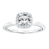 Artcarved Bridal Semi-Mounted with Side Stones Contemporary Twist Halo Engagement Ring Summer 14K White Gold