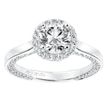 Artcarved Bridal Semi-Mounted with Side Stones Contemporary Twist Halo Engagement Ring Leilani 14K White Gold