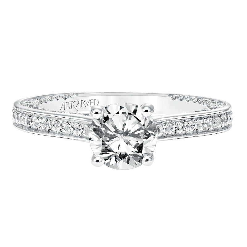 Artcarved Bridal Mounted with CZ Center Contemporary Twist Diamond Engagement Ring Juno 14K White Gold