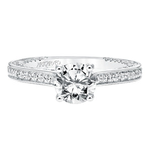 Artcarved Bridal Mounted with CZ Center Contemporary Twist Diamond Engagement Ring Juno 14K White Gold