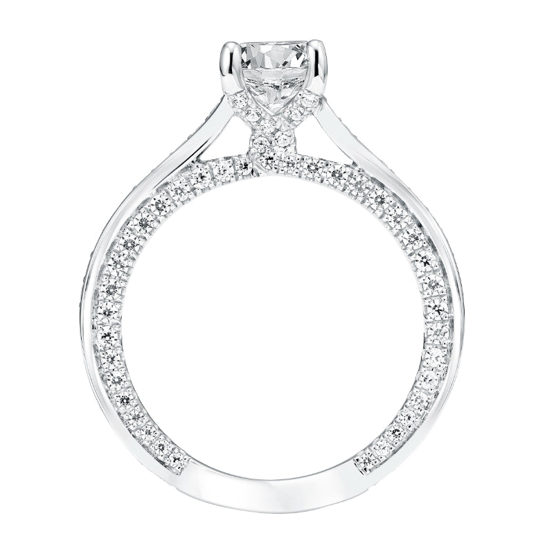 Artcarved Bridal Mounted with CZ Center Contemporary Twist Diamond Engagement Ring Juno 14K White Gold