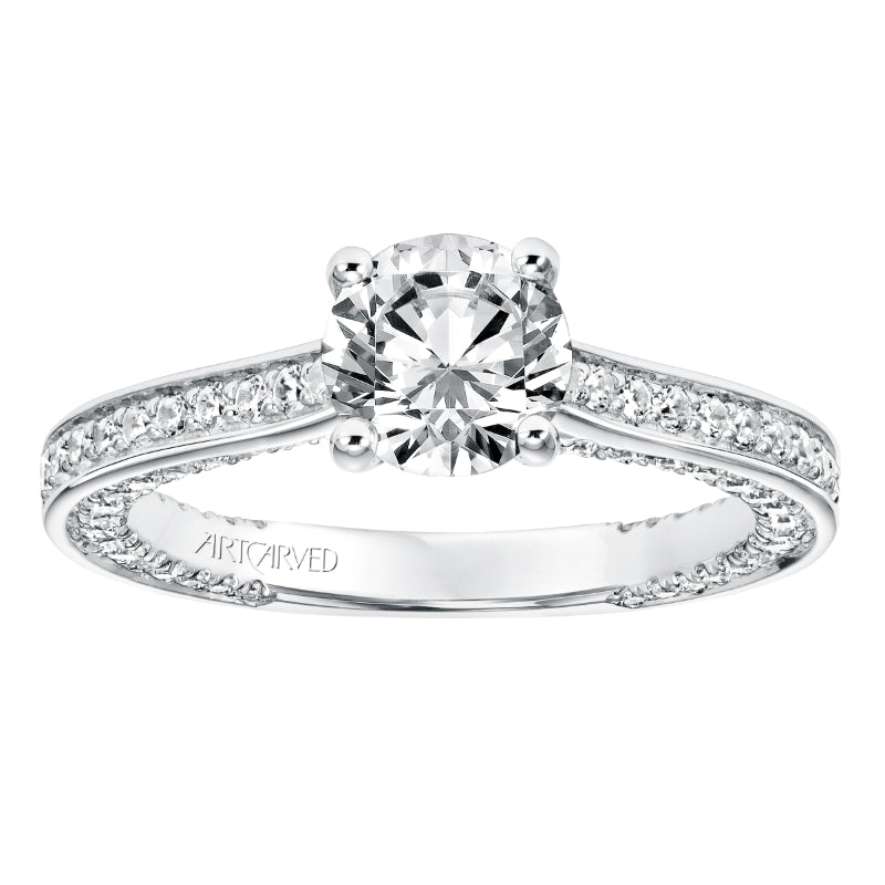 Artcarved Bridal Semi-Mounted with Side Stones Contemporary Twist Diamond Engagement Ring Juno 14K White Gold