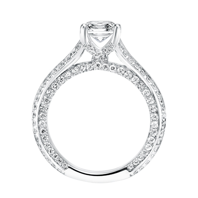 Artcarved Bridal Mounted with CZ Center Contemporary Twist Diamond Engagement Ring Theodora 14K White Gold