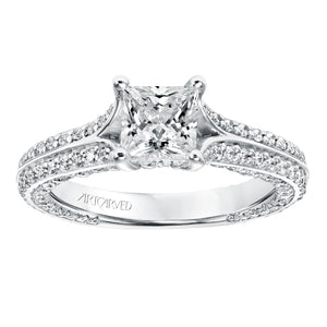 Artcarved Bridal Semi-Mounted with Side Stones Contemporary Twist Diamond Engagement Ring Theodora 14K White Gold