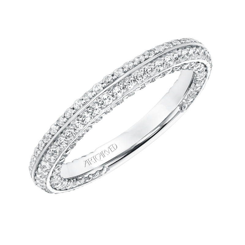 Artcarved Bridal Mounted with Side Stones Contemporary Twist Diamond Wedding Band Theodora 14K White Gold