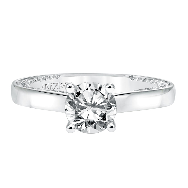 Artcarved Bridal Mounted with CZ Center Contemporary Twist Diamond Engagement Ring Astara 14K White Gold