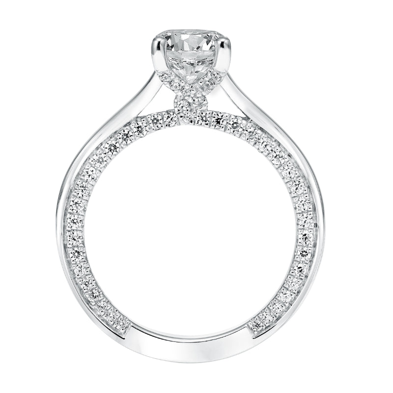 Artcarved Bridal Mounted with CZ Center Contemporary Twist Diamond Engagement Ring Astara 14K White Gold