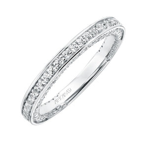 Artcarved Bridal Mounted with Side Stones Contemporary Twist Diamond Wedding Band Astara 14K White Gold