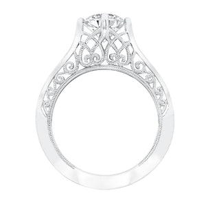 Artcarved Bridal Mounted with CZ Center Vintage Heritage Engagement Ring Jessamine 14K White Gold