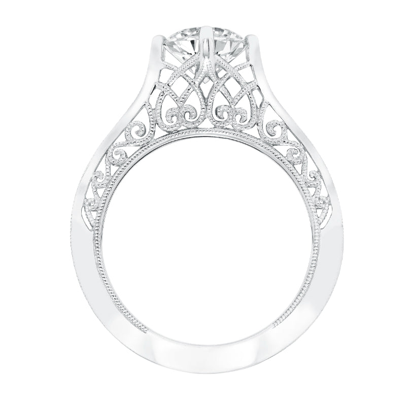 Artcarved Bridal Unmounted No Stones Vintage Heritage Engagement Ring Jessamine 14K White Gold