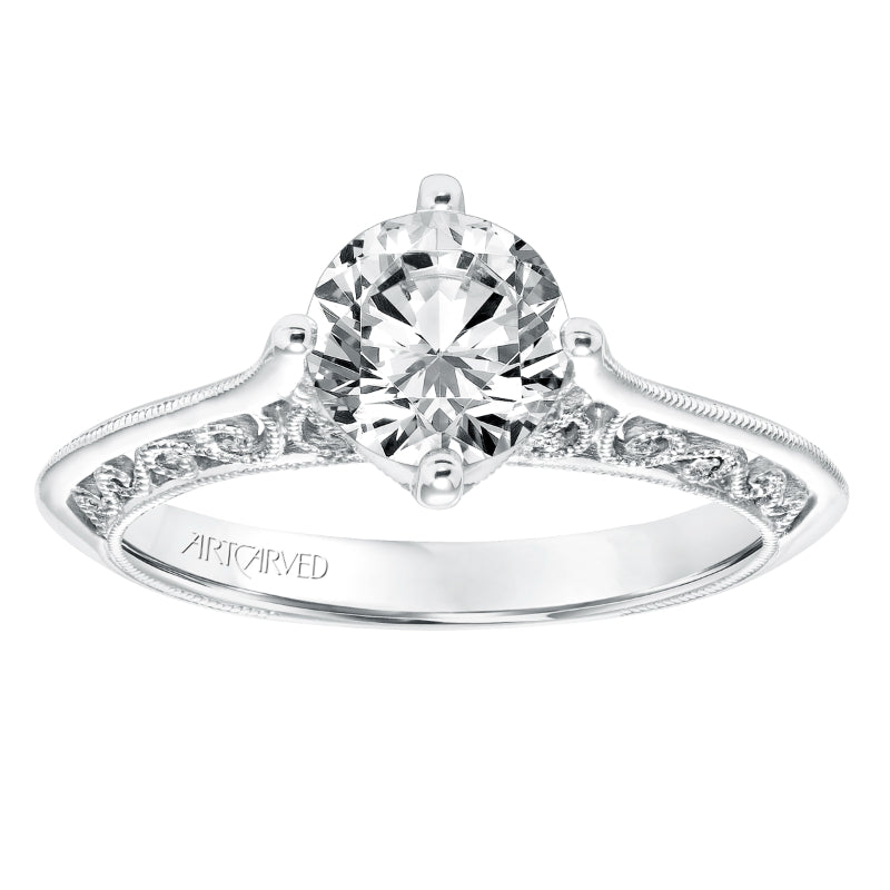 Artcarved Bridal Unmounted No Stones Vintage Heritage Engagement Ring Jessamine 14K White Gold