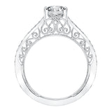 Artcarved Bridal Semi-Mounted with Side Stones Vintage Filigree Diamond Engagement Ring Ramona 14K White Gold