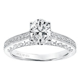 Artcarved Bridal Semi-Mounted with Side Stones Vintage Filigree Diamond Engagement Ring Ramona 14K White Gold