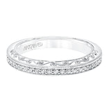 Artcarved Bridal Mounted with Side Stones Vintage Filigree Diamond Wedding Band Ramona 14K White Gold