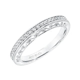 Artcarved Bridal Mounted with Side Stones Vintage Filigree Diamond Wedding Band Savannah 14K White Gold