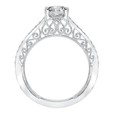 Artcarved Bridal Semi-Mounted with Side Stones Vintage Heritage Engagement Ring Audriana 14K White Gold