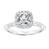 Artcarved Bridal Semi-Mounted with Side Stones Vintage Heritage Engagement Ring Audriana 14K White Gold