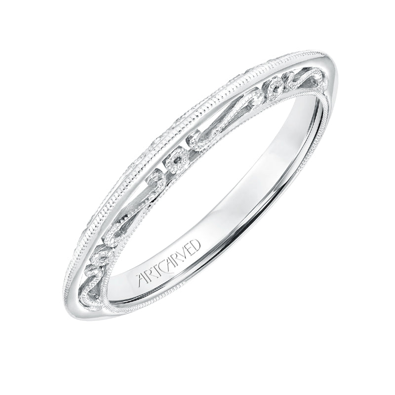 Artcarved Bridal Band No Stones Vintage Heritage Wedding Band Audriana 14K White Gold