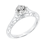 Artcarved Bridal Unmounted No Stones Vintage Filigree Solitaire Engagement Ring Laurette 14K White Gold