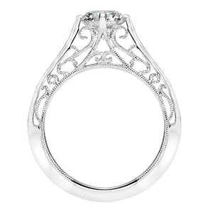 Artcarved Bridal Mounted with CZ Center Vintage Filigree Solitaire Engagement Ring Laurette 14K White Gold