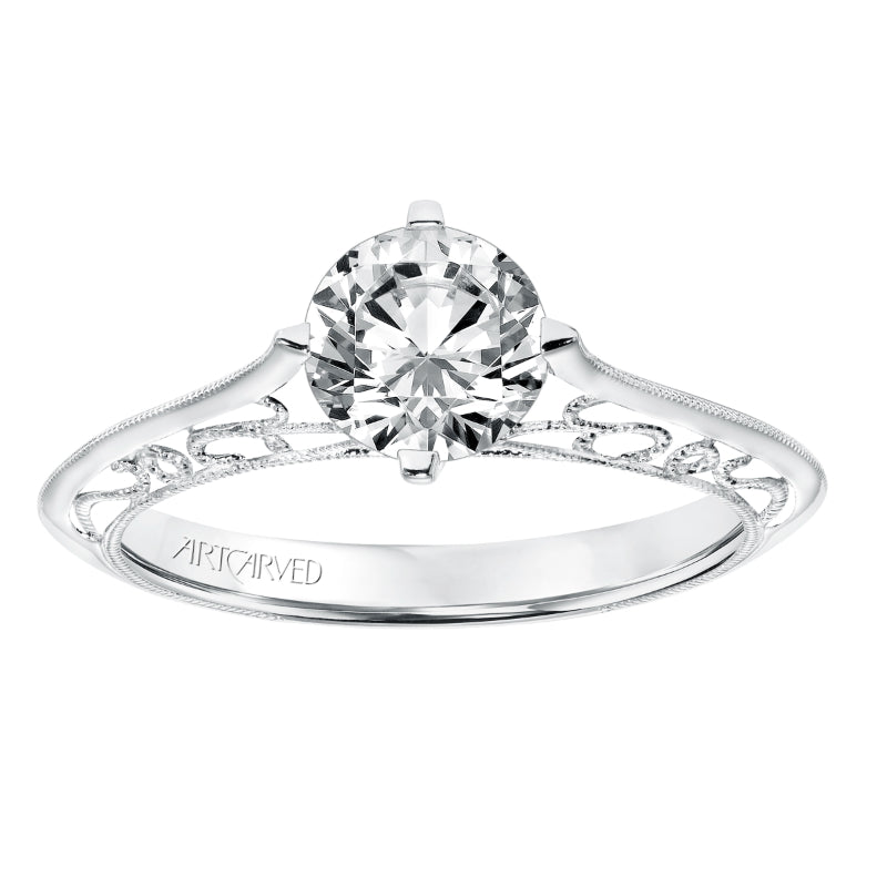 Artcarved Bridal Unmounted No Stones Vintage Filigree Solitaire Engagement Ring Laurette 14K White Gold