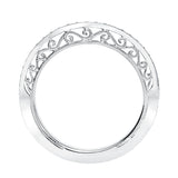 Artcarved Bridal Mounted with Side Stones Vintage Filigree Halo Diamond Wedding Band Octavia 14K White Gold