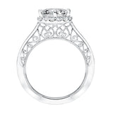 Artcarved Bridal Semi-Mounted with Side Stones Vintage Filigree Halo Engagement Ring Eris 14K White Gold