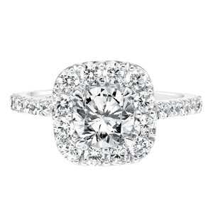 Artcarved Bridal Mounted with CZ Center Classic Halo Engagement Ring Frances 14K White Gold