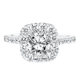 Artcarved Bridal Semi-Mounted with Side Stones Classic Halo Engagement Ring Frances 14K White Gold