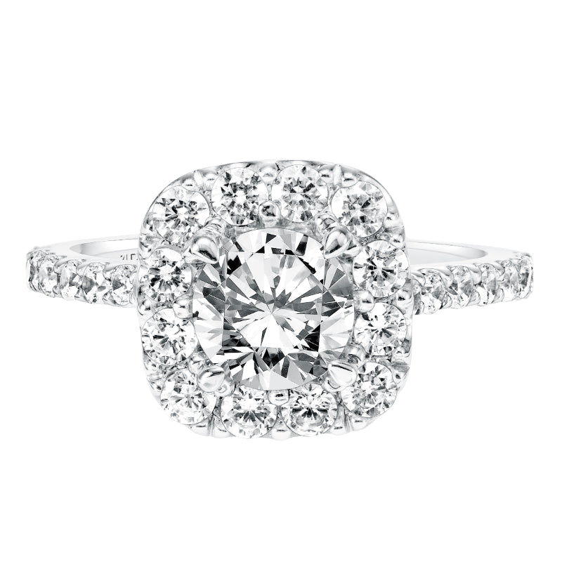 Artcarved Bridal Mounted with CZ Center Classic Halo Engagement Ring Frances 14K White Gold